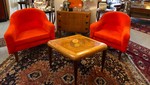 Paire fauteuils orange 